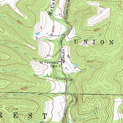 Topographic Map of Saint Patricks Cemetery, OH