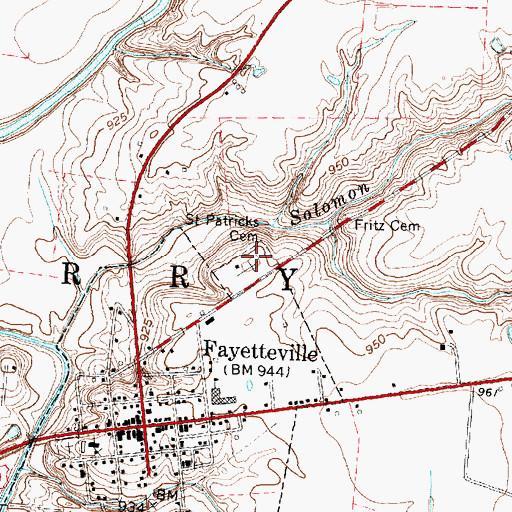 Topographic Map of Saint Patricks Cemetery, OH