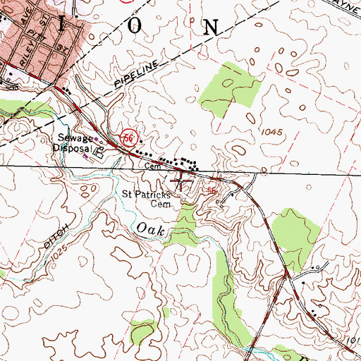 Topographic Map of Saint Patricks Cemetery, OH