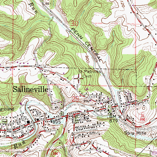 Topographic Map of Saint Patricks Cemetery, OH