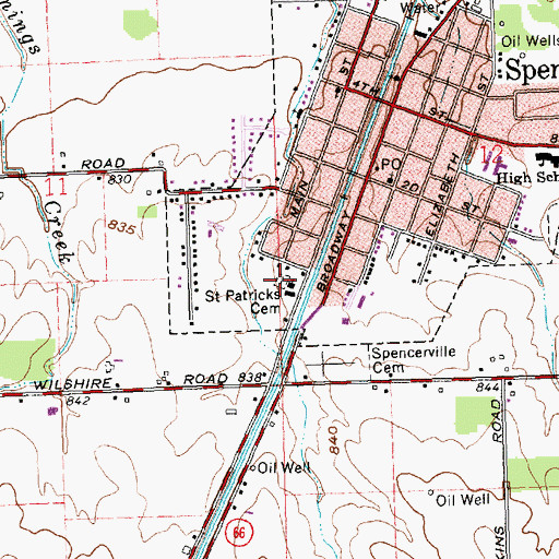 Topographic Map of Saint Patricks Cemetery, OH