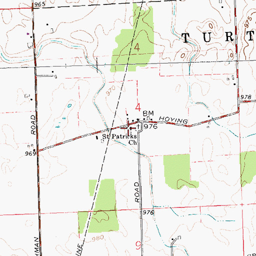 Topographic Map of Saint Patricks Church, OH