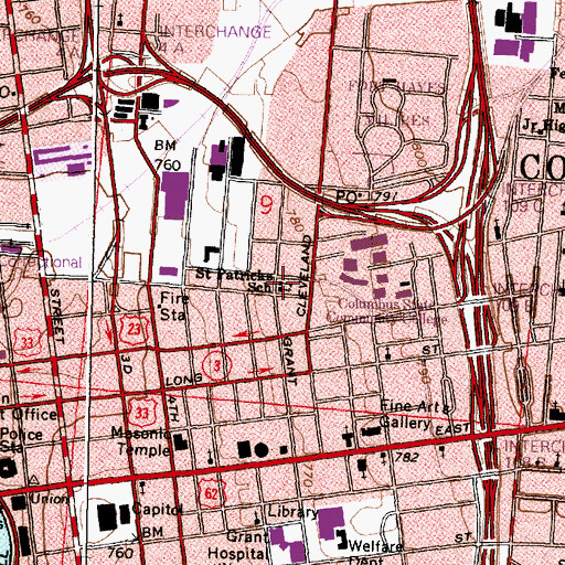 Topographic Map of Saint Patricks School, OH