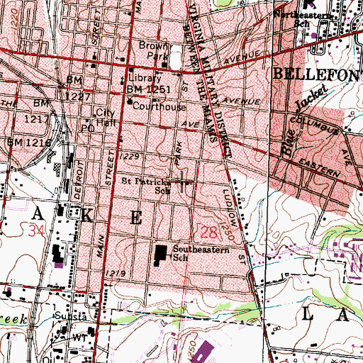 Topographic Map of Saint Patricks School, OH