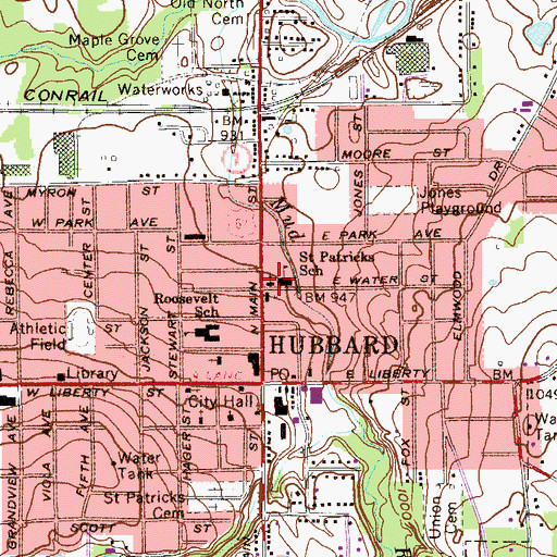 Topographic Map of Saint Patricks School, OH
