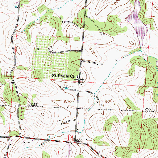 Topographic Map of Saint Paul Church, OH