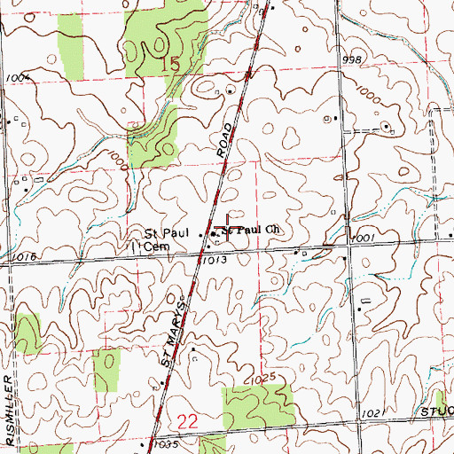 Topographic Map of Saint Paul Church, OH