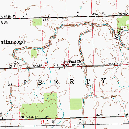 Topographic Map of Saint Paul Church, OH