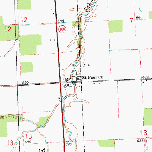 Topographic Map of Saint Paul Church, OH