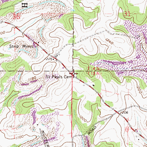 Topographic Map of Saint Pauls Cemetery, OH