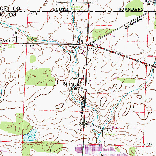 Topographic Map of Saint Pauls Cemetery, OH