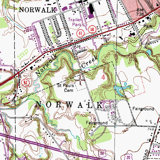 Topographic Map of Saint Pauls Cemetery, OH