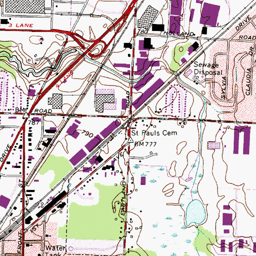 Topographic Map of Saint Pauls Cemetery, OH