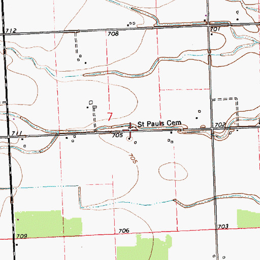Topographic Map of Saint Pauls Cemetery, OH