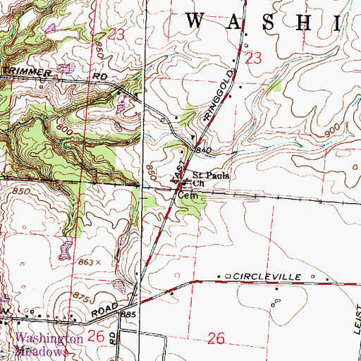 Topographic Map of Saint Pauls Church, OH