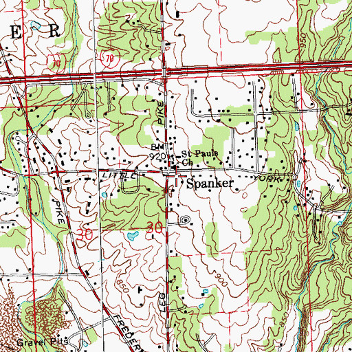 Topographic Map of Saint Pauls Church, OH