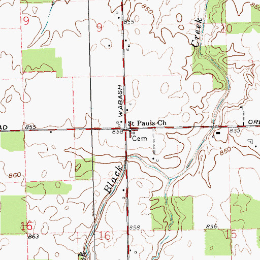Topographic Map of Saint Pauls Church, OH