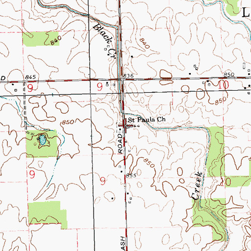 Topographic Map of Saint Pauls Church, OH