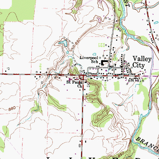Topographic Map of Saint Pauls Church, OH