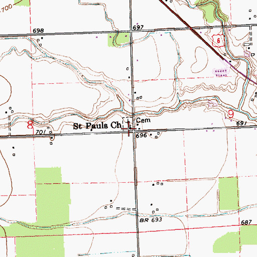 Topographic Map of Saint Pauls Lutheran Church, OH