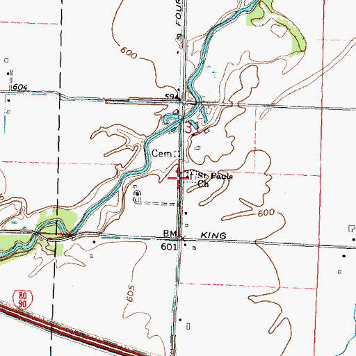 Topographic Map of Saint Pauls Church, OH