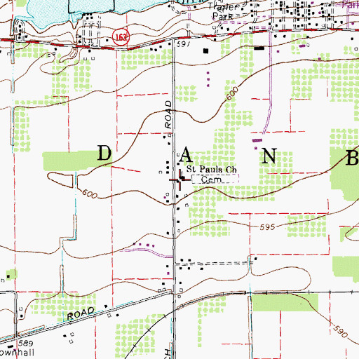 Topographic Map of Saint Paul Lutheran Church of Danbury, OH