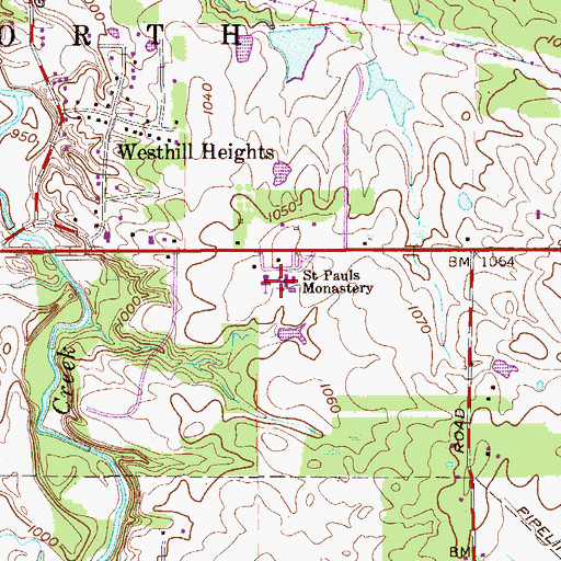 Topographic Map of Saint Pauls Monastery, OH