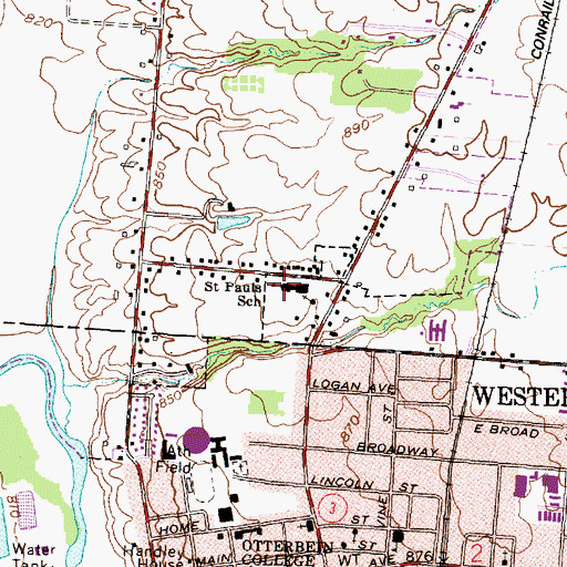 Topographic Map of Saint Pauls School, OH