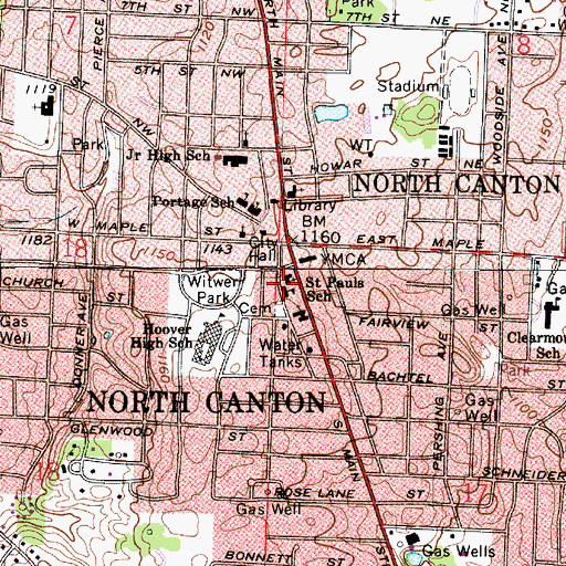 Topographic Map of Saint Pauls School, OH