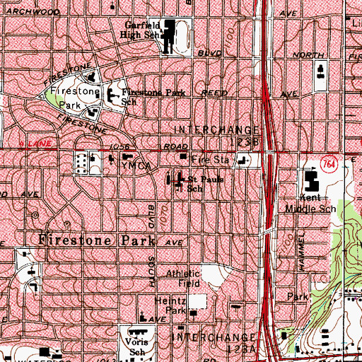 Topographic Map of Saint Paul School, OH