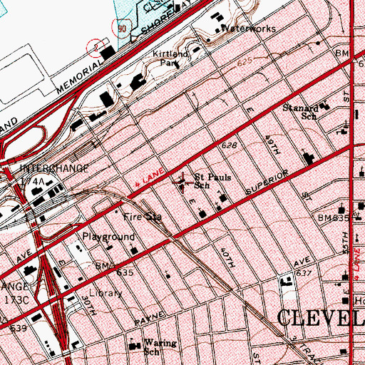 Topographic Map of Saint Pauls School, OH
