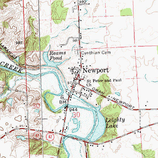 Topographic Map of Saint Peter and Paul Church, OH