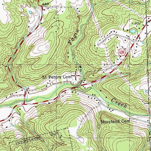 Topographic Map of Saint Peters Cemetery, OH