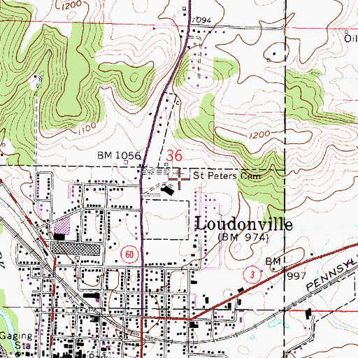 Topographic Map of Saint Peters Cemetery, OH