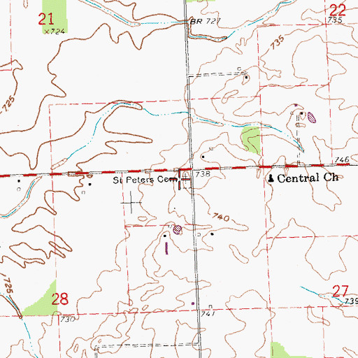 Topographic Map of Saint Peters Cemetery, OH