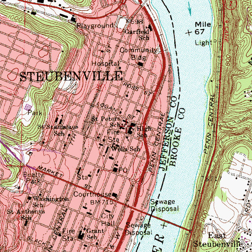 Topographic Map of Saint Peters School, OH