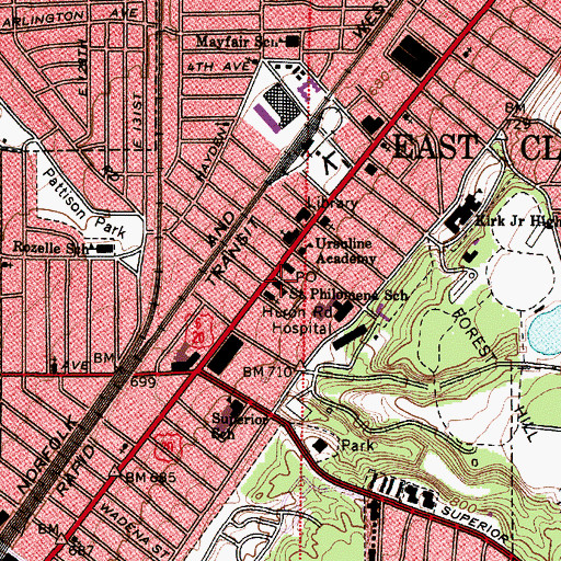 Topographic Map of Saint Philomena School, OH