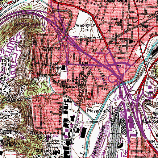 Topographic Map of Saint Pius School, OH