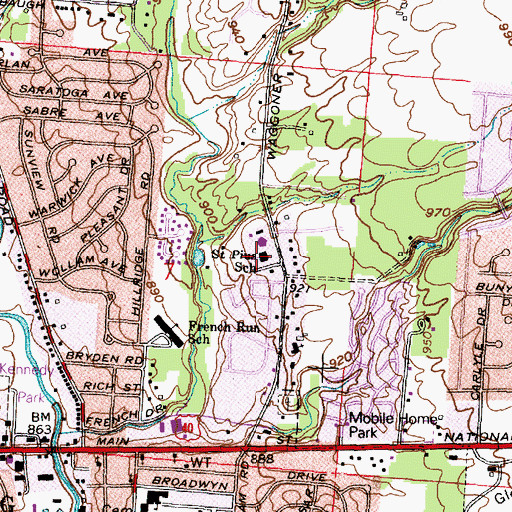 Topographic Map of Saint Pius School, OH