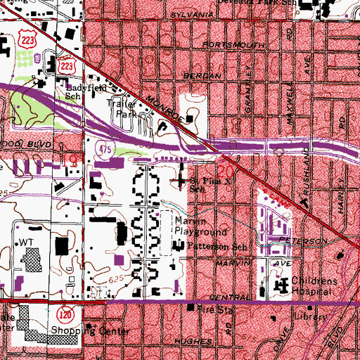 Topographic Map of Saint Pius X School, OH