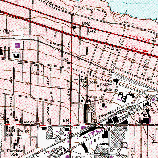 Topographic Map of Saint Rose of Lima School (historical), OH