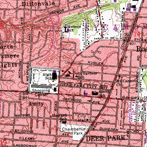 Topographic Map of Saint Saviour School, OH