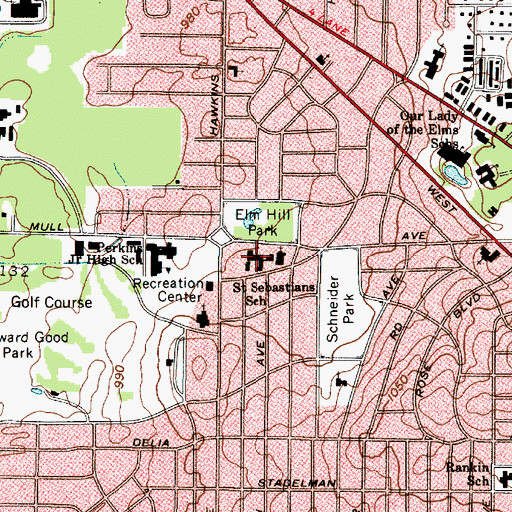 Topographic Map of Saint Sebastian School, OH