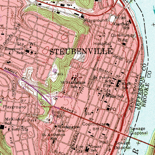 Topographic Map of Saint Stanislaus School, OH