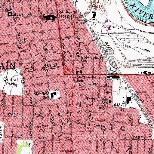Topographic Map of Saint Stanislaus School, OH