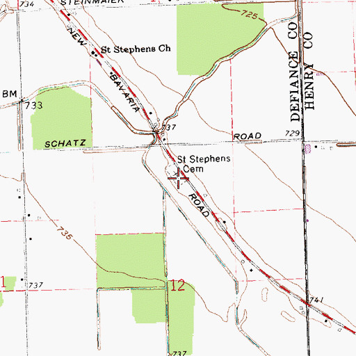 Topographic Map of Saint Stephens Cemetery, OH