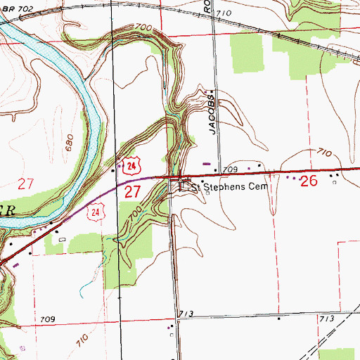 Topographic Map of Saint Stephens Cemetery, OH