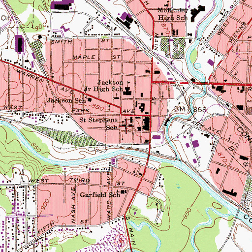 Topographic Map of Saint Stephens School, OH