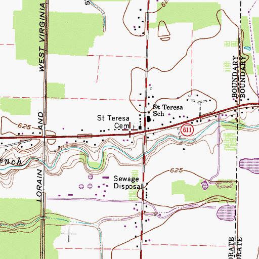 Topographic Map of Saint Teresa Cemetery, OH