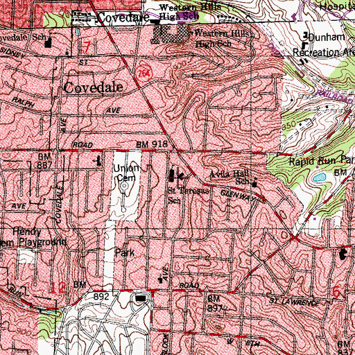 Topographic Map of Saint Teresa School, OH